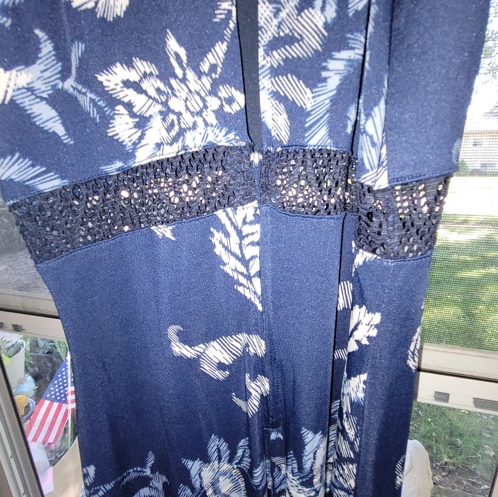 Emerald Sundae, size Small dress, Sleeveless dress, long dress, floral navy blue - Picture 6 of 7